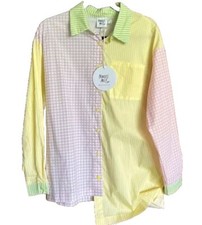 Princess Polly Benjamin Spliced 32/ UK4/US 0 Button Down Pastel Shirt NWT#C