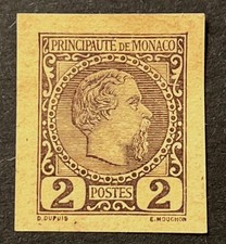 Monaco Scott #2 (1871), Plate A1, MH, Prince Charles III – Rare Early Issue MNH