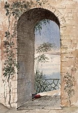 CAROLINE BRERETON Watercolour Painting FROM MR WOODHALLS GARDEN SCARBOROUGH 1851