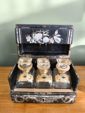 1870 Victorian/ Napoleon Perfume Box Paper Mache Mother of Pearl