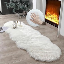 Faux Fur Sheepskin Rug Fluffy Shaggy Runner Rugs for Bedroom Living Room Sofa UK