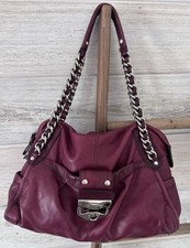 B.Makowsky Satchel Cranberry Leather Shoulder Purse Tote Bag Handbag