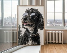 Trendy Black Poodle Drinking