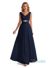 V-neck Chiffon Long Bridesmaid