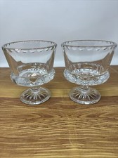 Pair Of Vintage Glass Desert Trifle Glasses Footed Pudding Dish