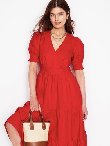 New boden linen tiered - new, puff