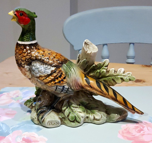 Ceramic pheasant figurine hand - figurine,