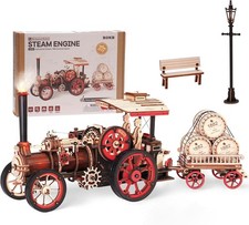 3D Wooden Steam Engine Car Model Kit – DIY Puzzle for Adults & Kids Gift