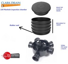 Clark-Drain 320mm Inspection Chamber Manhole - Base, Riser, Cover & Frame