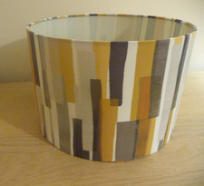 HABITAT LOFT BLOCK YELLOW GREY WHITE DRUM LAMP CEILING SHADE 30CM WIDE 20CM HIGH