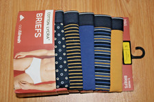 Marks & Spencer 5 Pack Cotton Lycra Briefs Cool & Fresh Blue mix Large  36-38