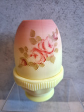 Fenton Glass Burmese Fairy Lamp Hand Painted Vintage