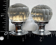 Two vintage Crystal Ball Diamond Clear Door/ Drawer Knobs