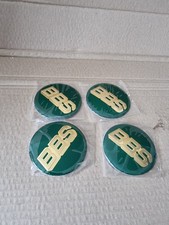 NEW SEALED 4x Stickers BBS Wheel Cap Centre Emblems 70mm Sticker Green/ Silver