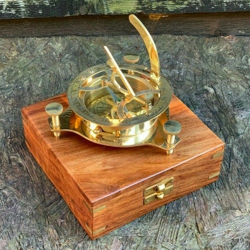 Sundial compass vintage brass - vintage,