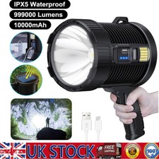 999000LM LED Handheld Spotlight 6 Modes Searchlight Camping Hunting Flashlight