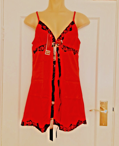 Red black negligee thong - &,