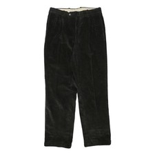 Mens Regular Black Cotton Blend Corduroy Trousers W30 L30 Classic Straight Zip