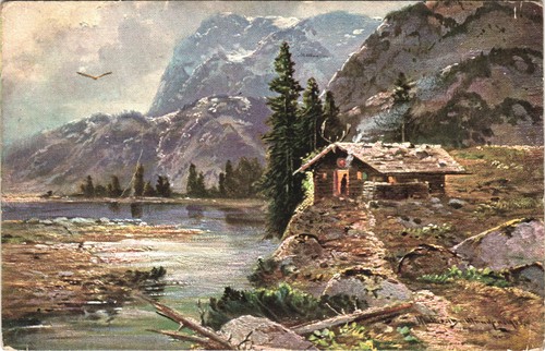 Alpine scene postcard - postcard, to
