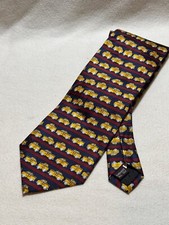 Museum Artifacts Silk Tie New York City Taxi Cab Print 4” x 58” Black Red Yellow