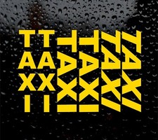 6 x TAXI LARGE STICKER MULTIPACK  DECAL LOGO FOR CAR VINYL STICKER MINICAB CAB