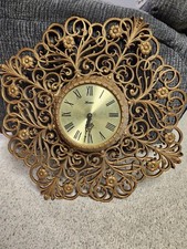 VINTAGE HOMCO STARBURST SUNBURST ATOMIC SPUTNIK CLOCK DANISH MODERN PLASTIC EAME