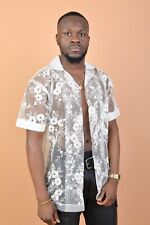 white mesh mens shirt - see through