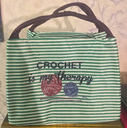 Green white striped crochet - white,