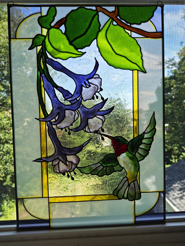 Vtg painted glass hummingbird - vtg,