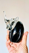 Signed Art Glass Elephant  Mdina Animal Black Collectable Mouth Blown Malta