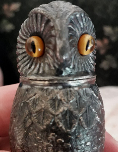 Owl silver plate sand shaker - silver,