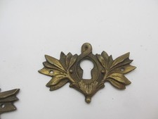 Victorian Brass Escutcheon Keyhole Plate Old Rococo French Box Door Chest Trunk