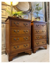Antique Pair Of Yew Bedside