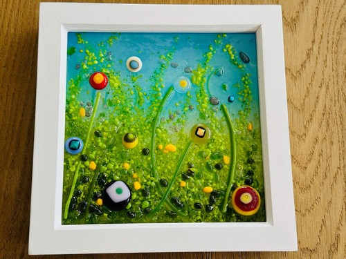 Fused glass picture flower - fused,