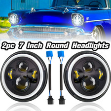 Pair 7"Inch Halo Angel Eyes LED Headlights DRL H/Lo Beam For VW Golf Mk2 1.8 GTi