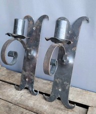 Wrought Iron Forged Set Of Wall Lights Vintage Gothic Castle Decor