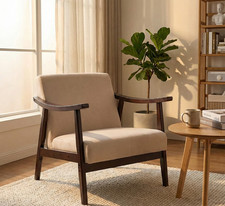 Mid Century Cream Linen