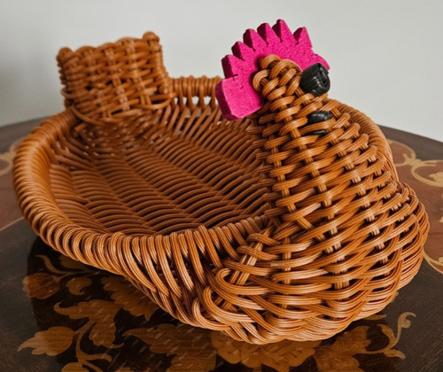 Woven chicken egg basket - chicken,