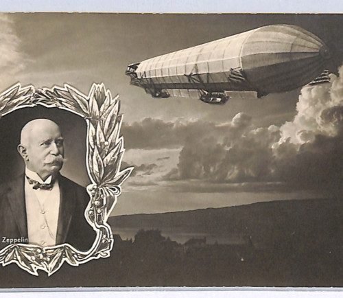 Zeppelin art postcard used - zeppelin,
