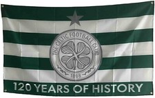 GLASGOW CELTIC FOOTBALL FLAG 120 YEARS OF HISTORY 5x3FT FREE UK 48HR POST