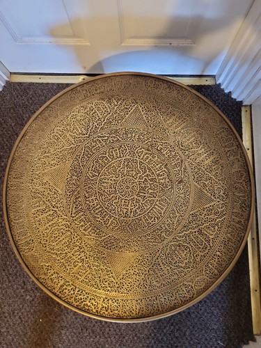 Antique moroccan brass tray - antique,