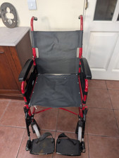 Lomax uni 9 Folding Transit Wheelchair Red - New Front Wheels Free UK Delivery 