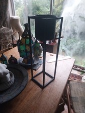 BLACK TALL PLANT POT STAND INDOOR OUTDOOR BLACK METAL 50cm high