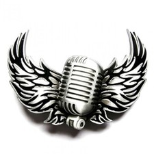 Buckle Microphone Rock Music Tattoo Black Belt Buckle