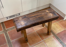 One of  Two Large Rustic Farmhouse Pig Benches Handmade from Antique Wood (2)
