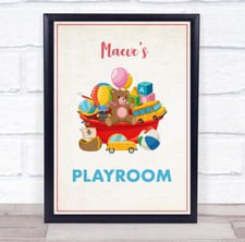 Red Toy Box Play Room Personalised Wall Art Sign