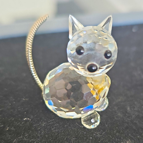 Clear faceted crystal cat - crystal,