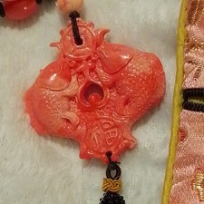  Double Goldfish Temple Pink shell , Necklace. Lotus Flowers oriental, unique 