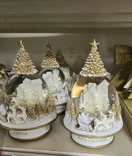Musical Winter Scene Snow Globe – Wind-Up, 22cm, White & Gold Christmas Decor