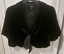 Hobbs Velvet Silk Bolero cardigan Shrug jacket Black Womens Size 12 Vintage Bow